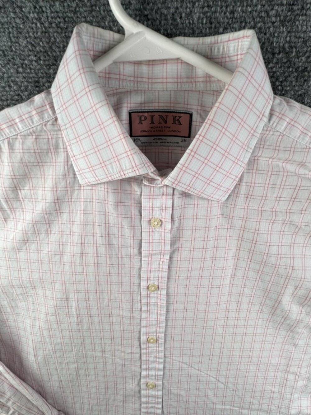 Thomas Pink Button Up Shirt Mens Size 16.5 35 Pink Check Long Sleeve Ireland